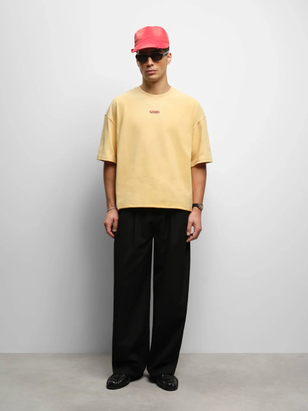raw hem ellipse t-shirt washed yellow - 2