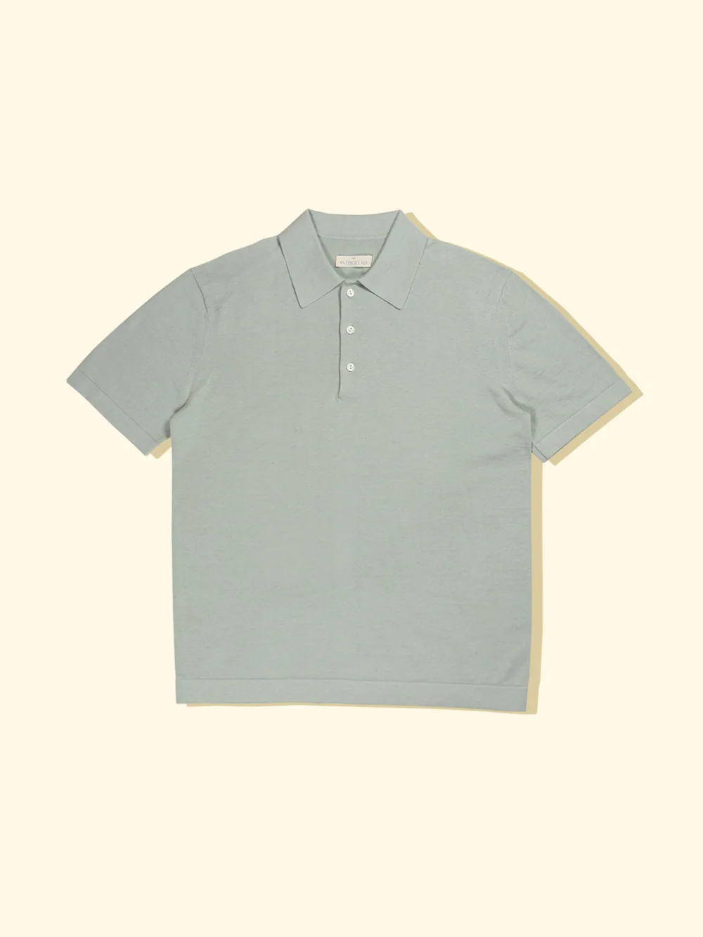 Linen/Cotton Knitted Short Sleeve Polo - Seafoam Green — The Anthology