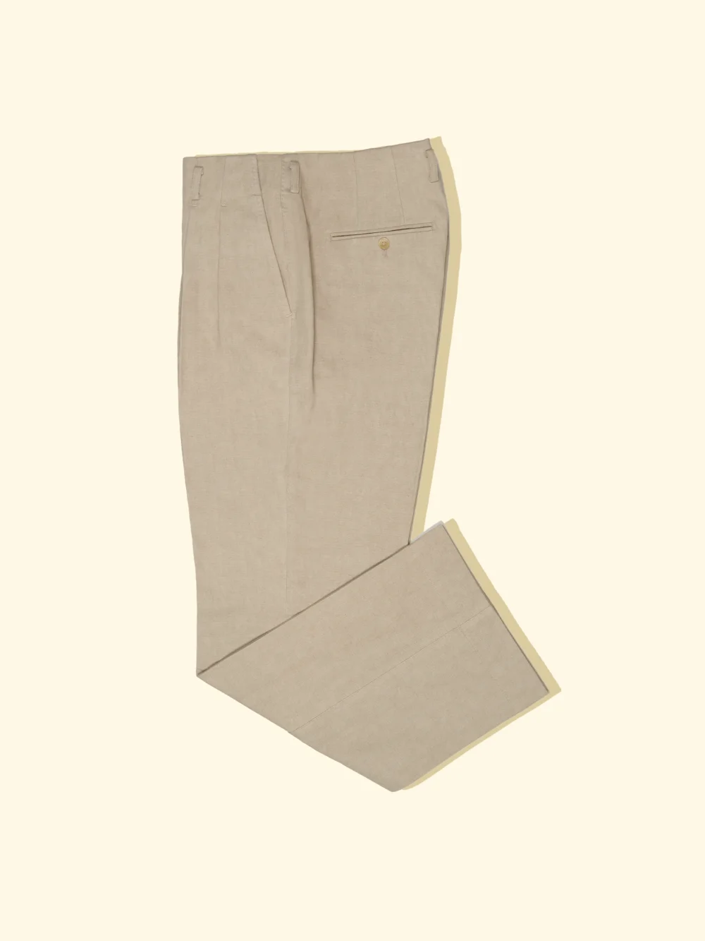 Canvas Pleated Wide Trousers - Biscuit — The Anthology