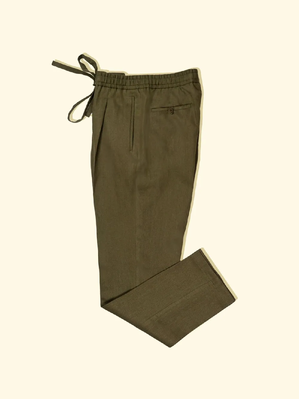Linen Drawstring Trousers - Olive — The Anthology