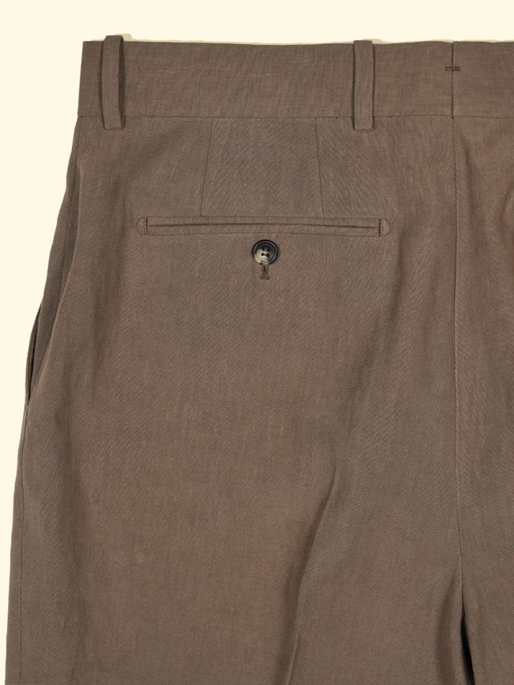 Sueded Linen Pleated Trousers - Cappuccino — The Anthology - 4