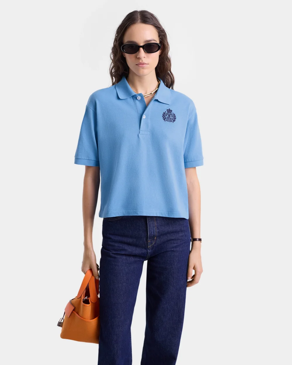 H&W Crest Pique Polo - Juniper/Navy - 4
