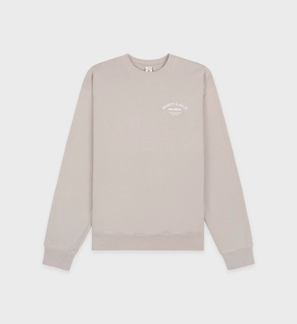 Wellness Studio Crewneck - Dove/White