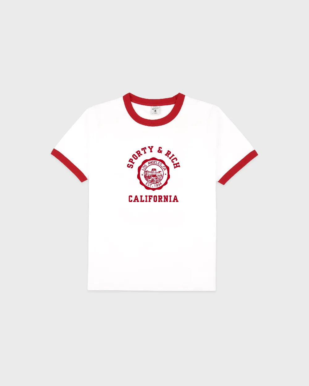 California Emblem Soft Ringer Tee - White/Ruby