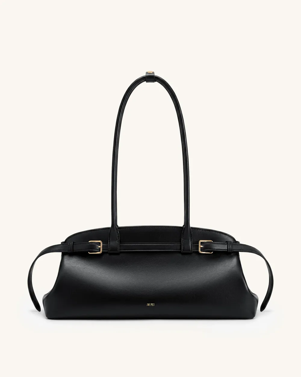 Arden Belt Detail East-West Shoulder Bag - Black