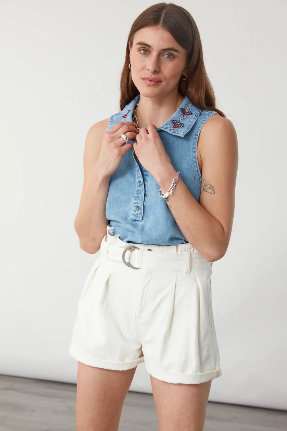 Maia Short in Herringbone Ecru