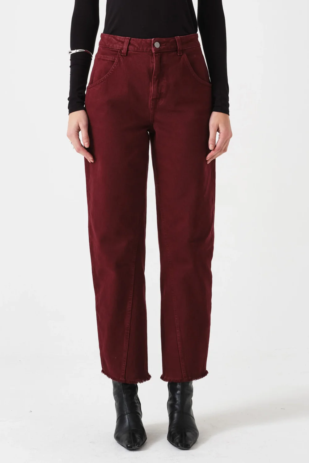 Bo Barrel Leg Twisted Jean in Mulberry