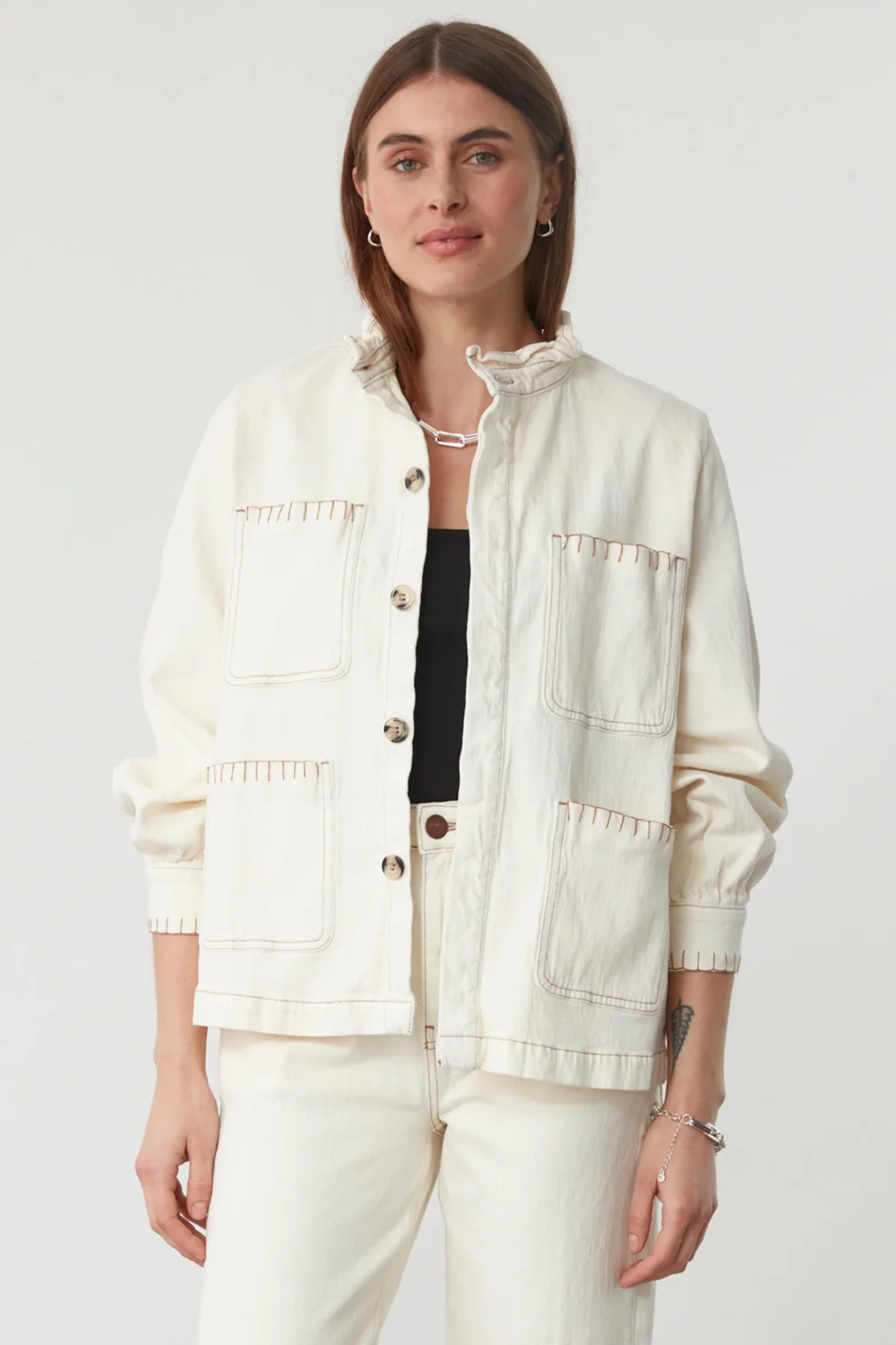 Pablo Denim Jacket in Ecru