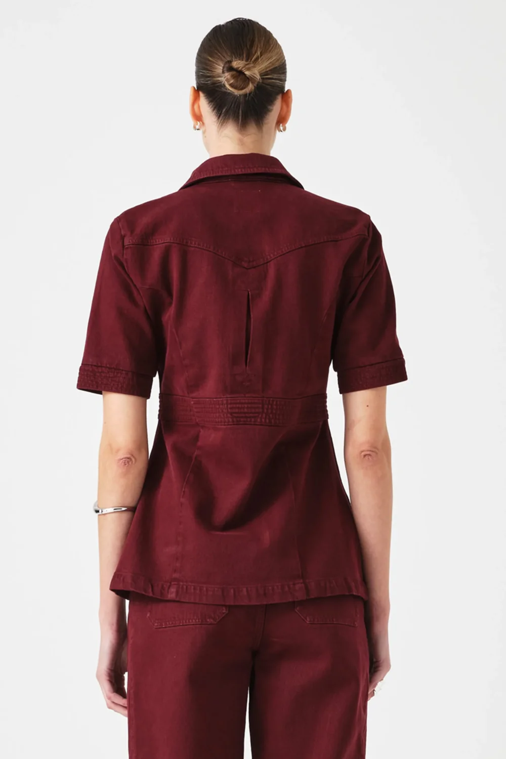 Ani Half Sleeve Denim Jacket in Mulberry - 4