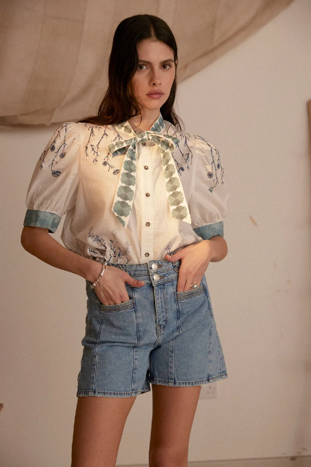 Poppy Blouse in Indigo Coral
