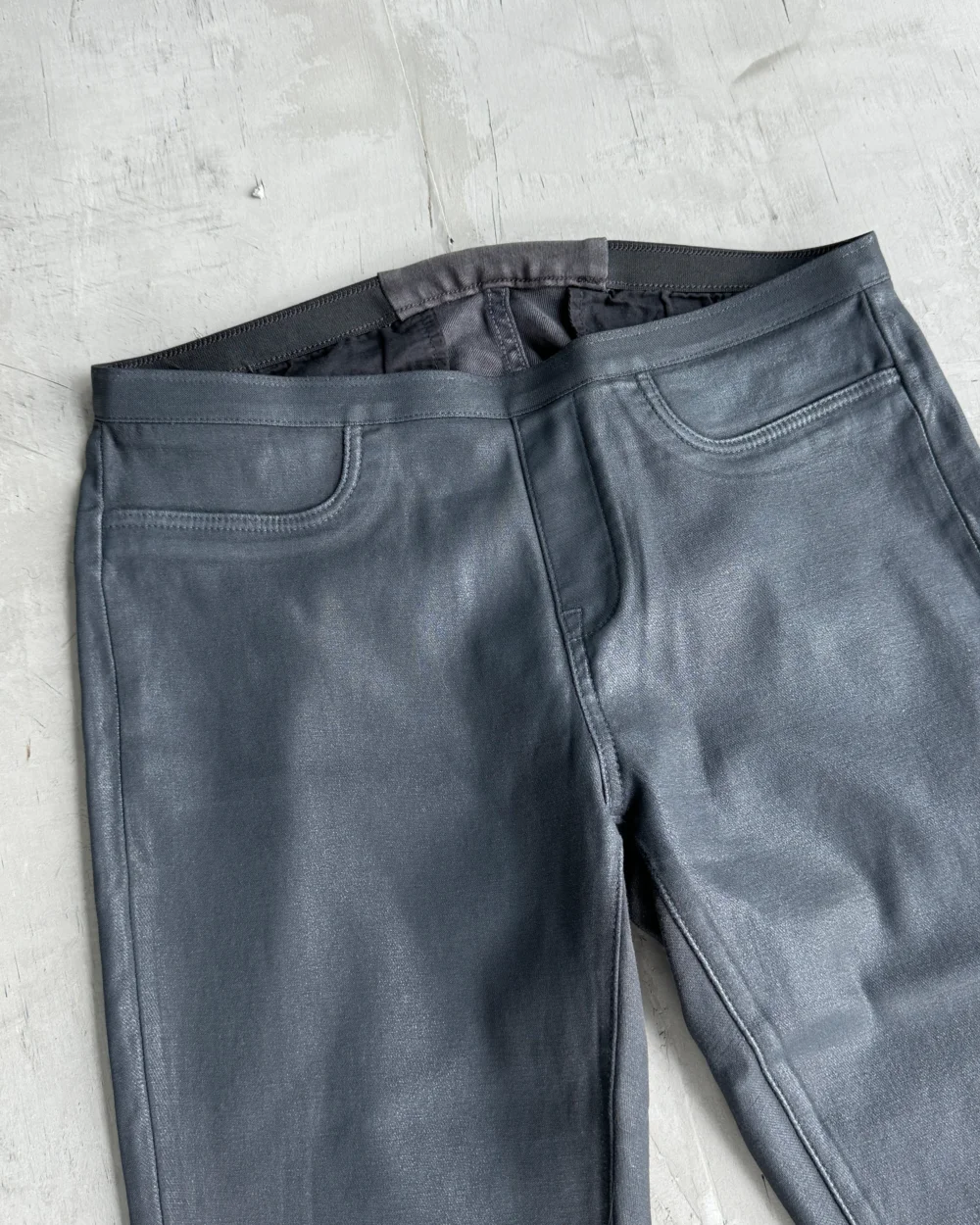HELMUT LANG WAX FINISH SLIM TROUSERS - W30 - 4