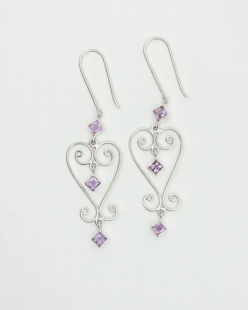 AMETHYST BABA HEART EARRINGS — Rhi Dancey