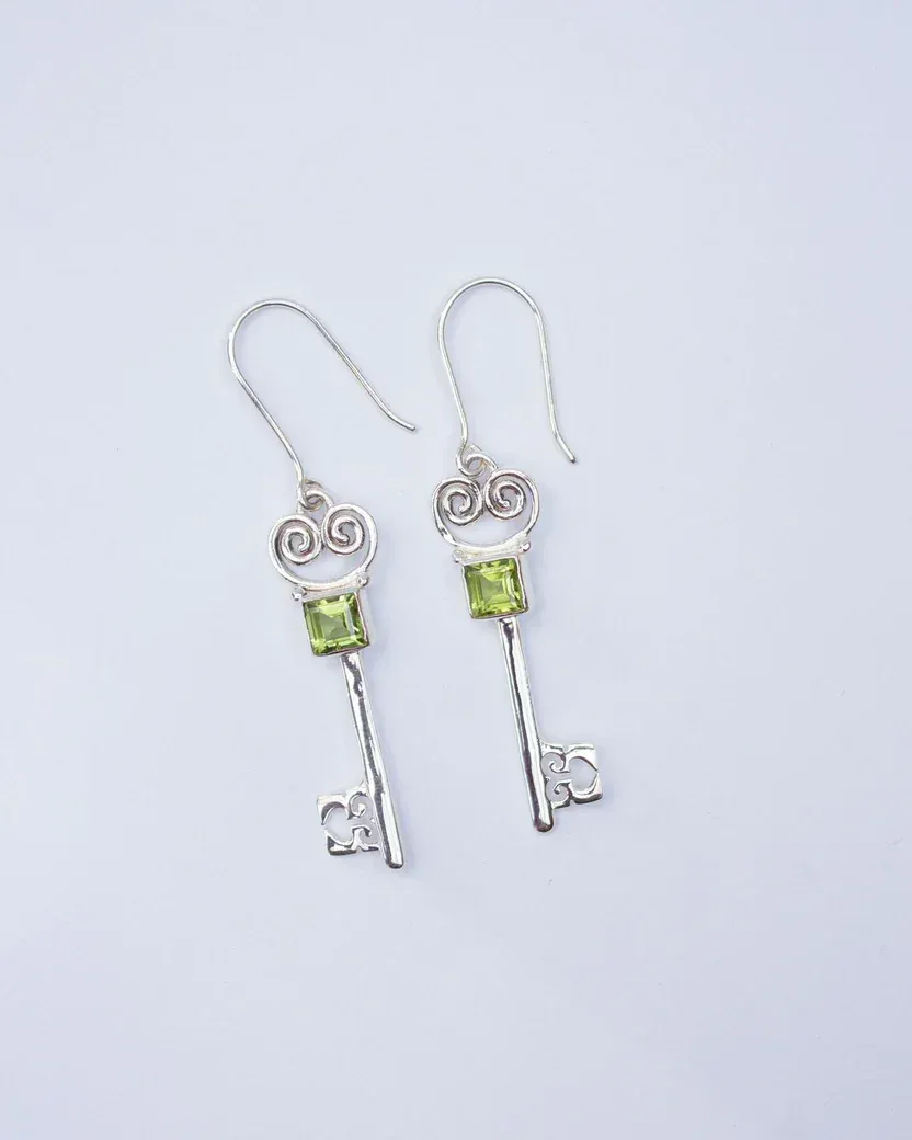 PERIDOT LOVERS KEY EARRINGS — Rhi Dancey