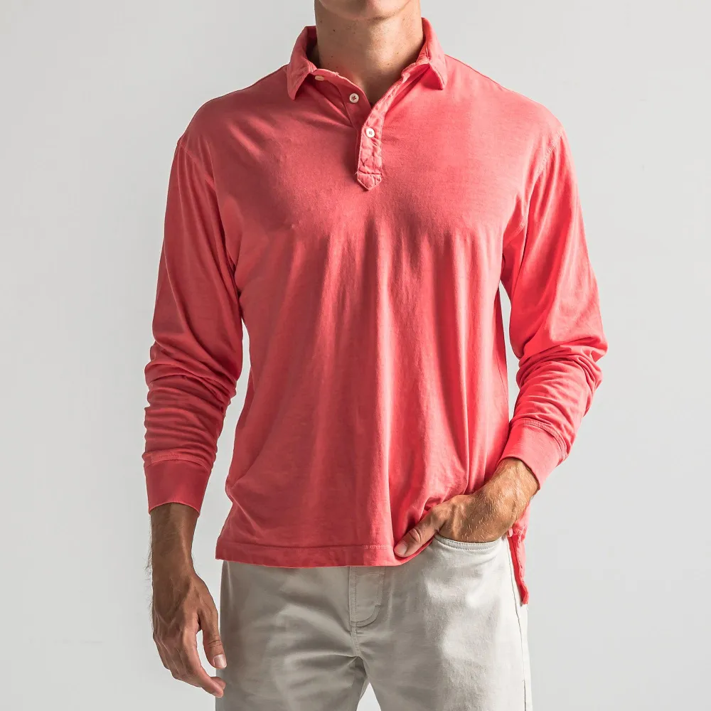 Perry Long Sleeve Polo - Red - 2