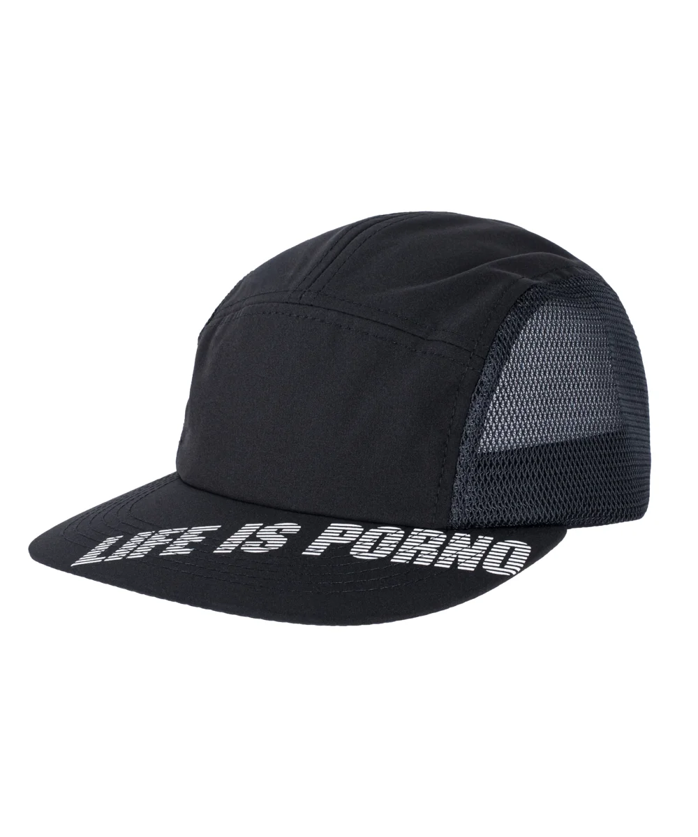 5 PANEL FLAT CAP: BLACK