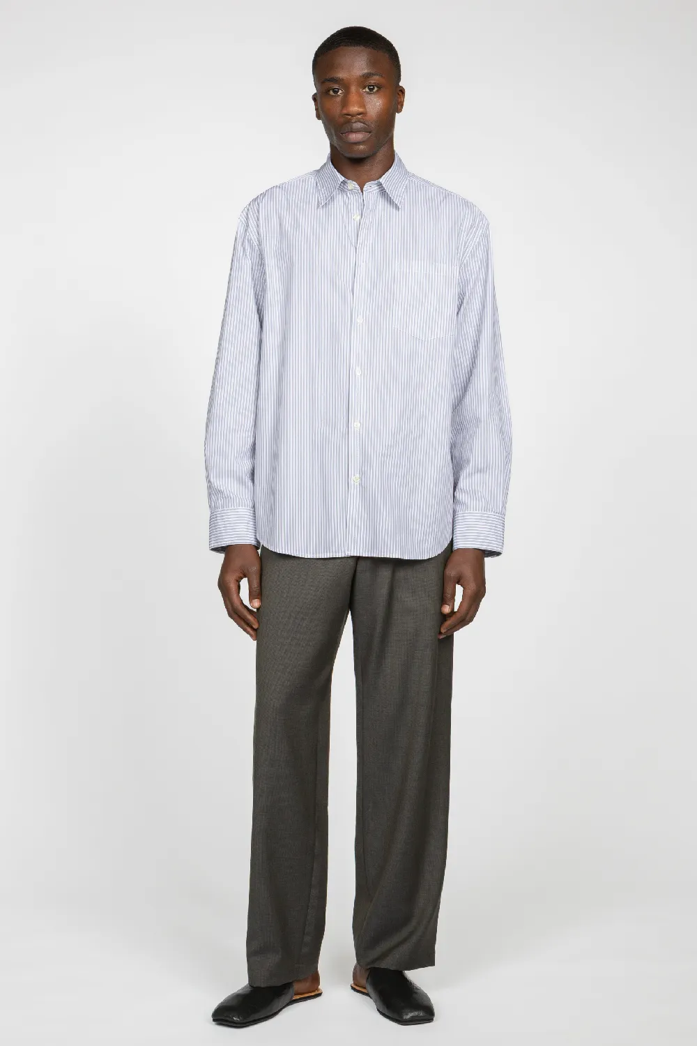 Primary Shirt - White / Black Multi Pencil Stripe