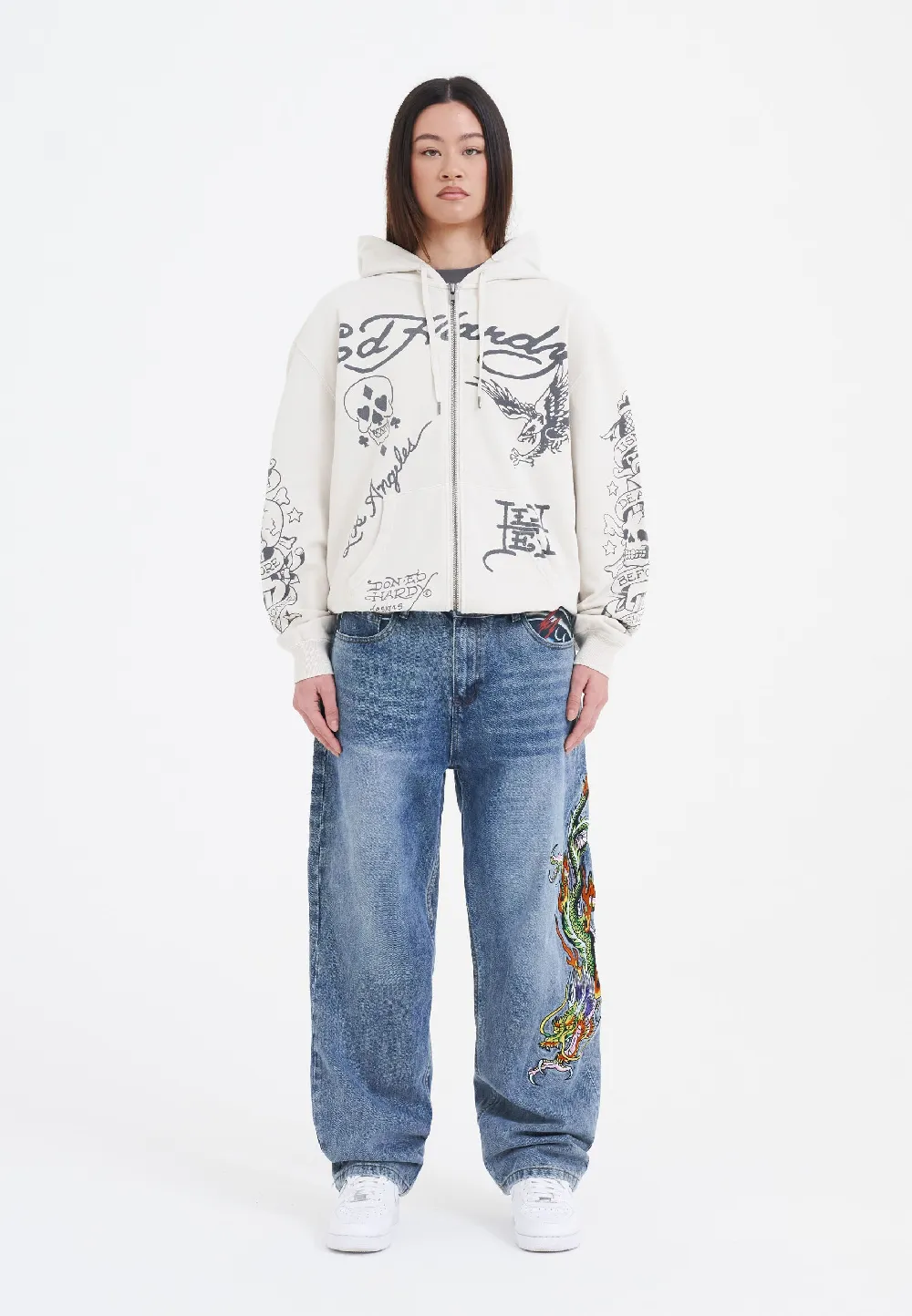 Womens Death-Before Mono Hoodie - Beige - 4