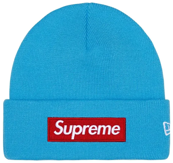Supreme New Era Box Logo Beanie 'Cyan' (FW25)