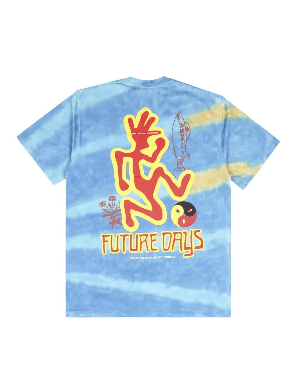 REAL BAD MAN GRAMICCI X RBM FUTURE DAYS SS TEE BLUE TIE DYE