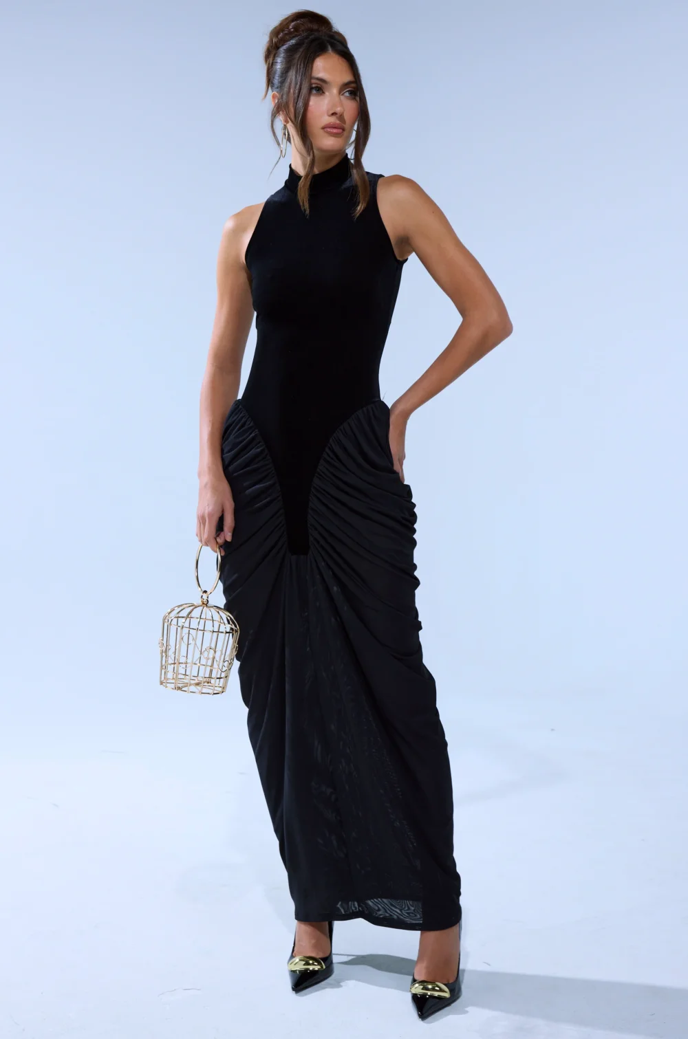 OUT FOR THE NIGHT MOCK NECK MAXI DRESS