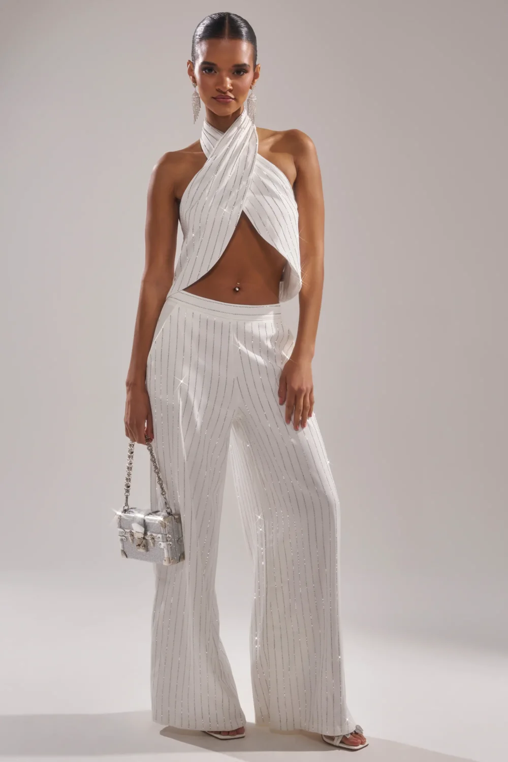 PRINCESS TREATMENT RHINESTONE WIDE LEG PANT