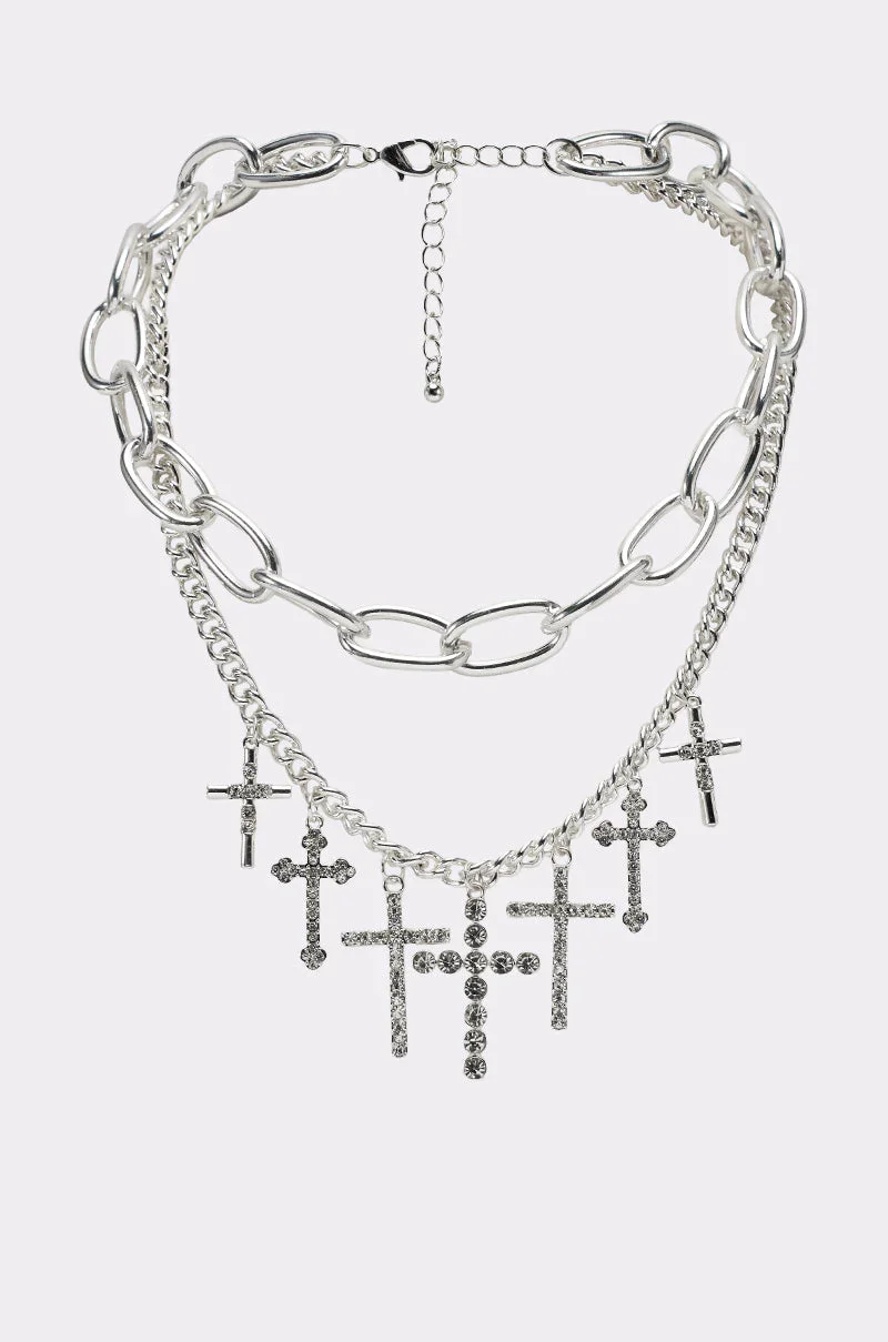 CROSS MY HEART SILVER NECKLACE