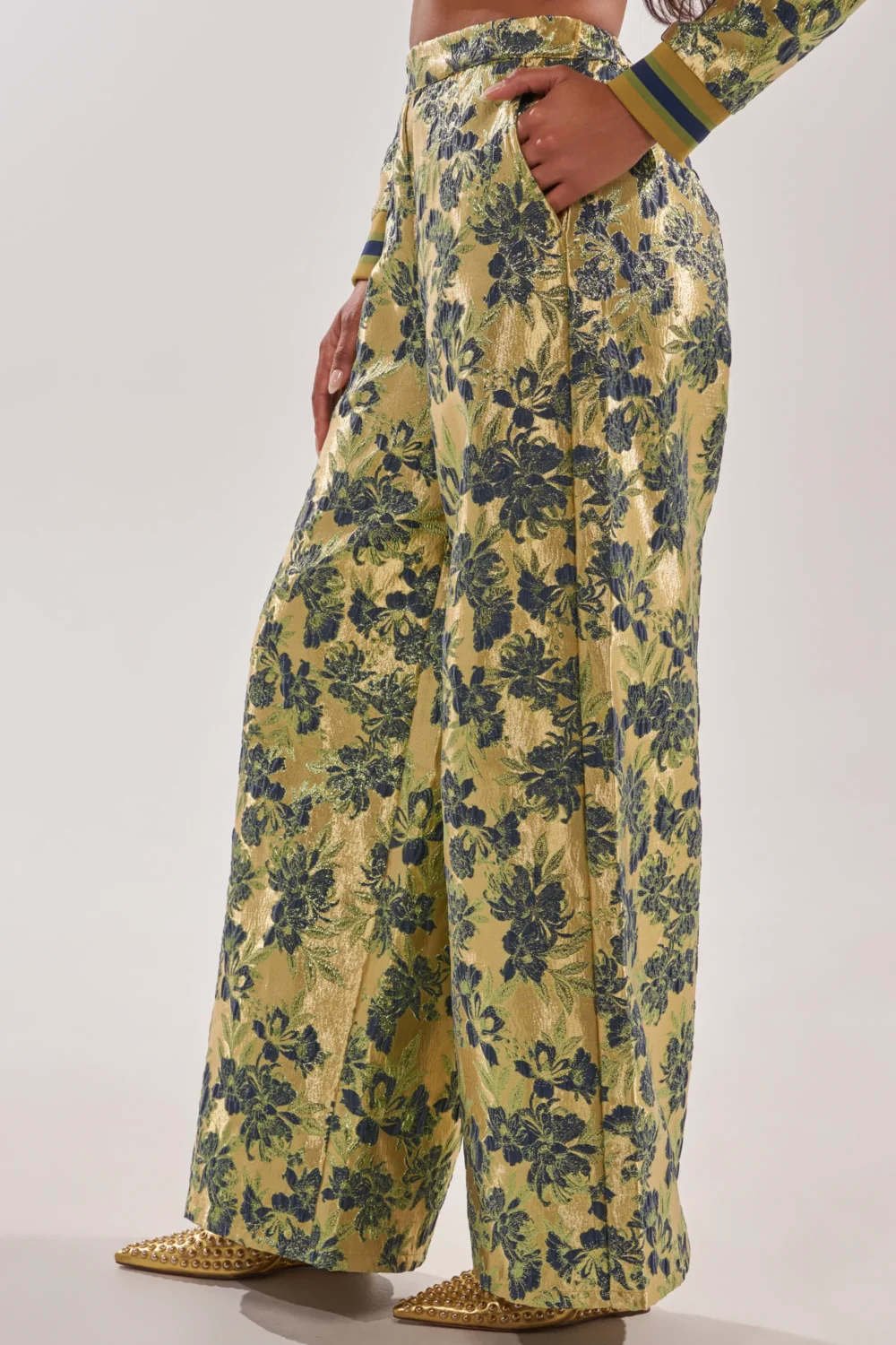 HARLOW BROCADE WIDE LEG PANT - 4