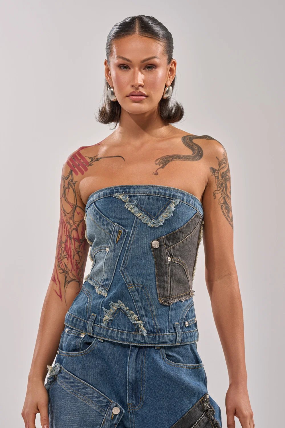 MIXED MATCH DENIM CORSET - 2
