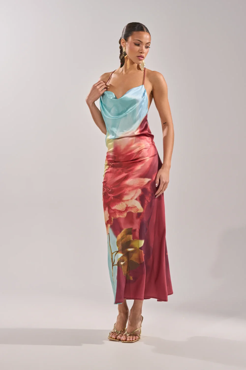 WORK OF ART SATIN MAXI DRESS - 5