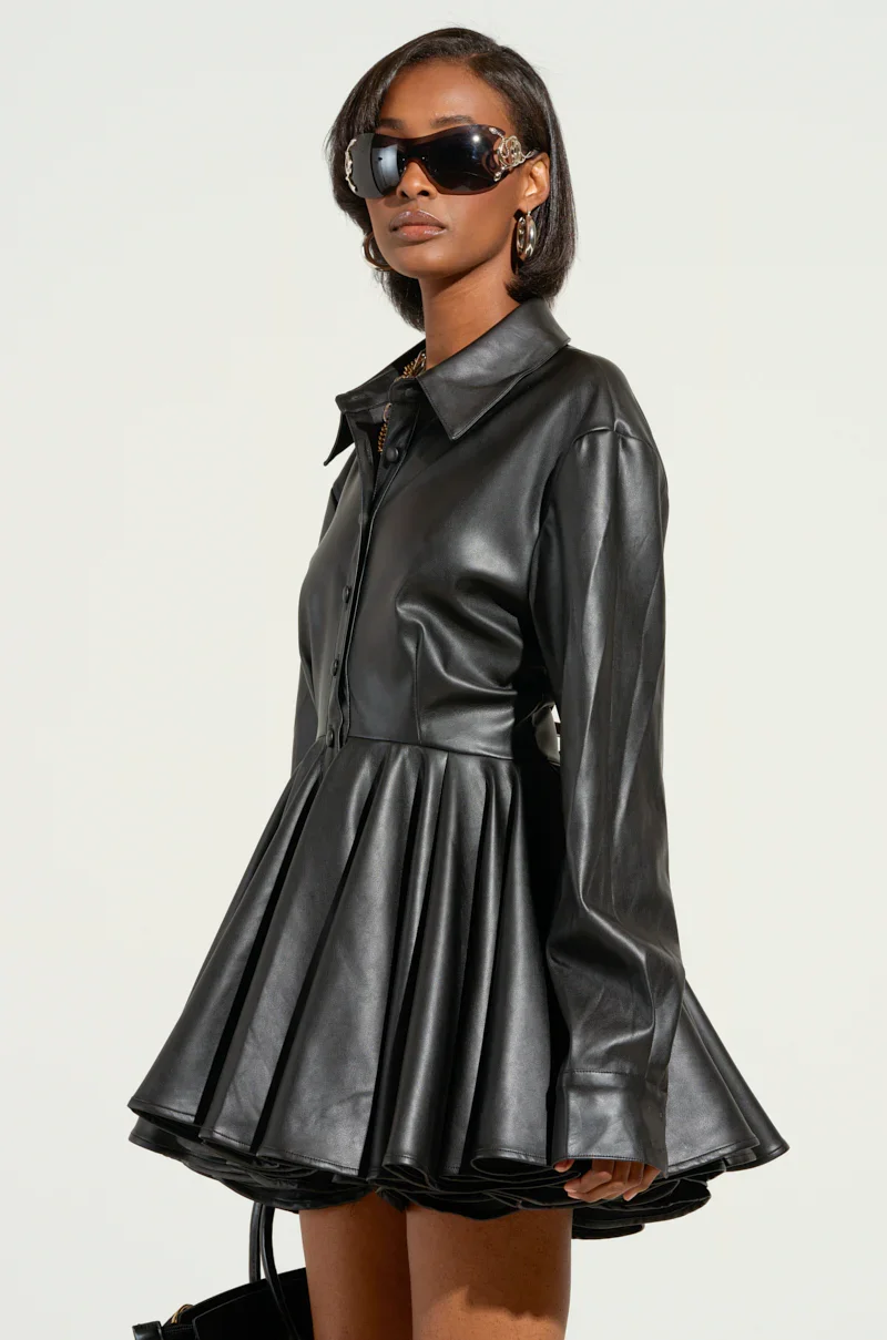 THE IT GIRL MINI DRESS IN BLACK PU - 3
