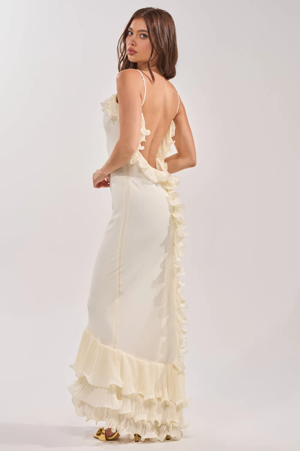 LOVE ME OR LOSE ME RUFFLE MAXI DRESS IN IVORY - 2
