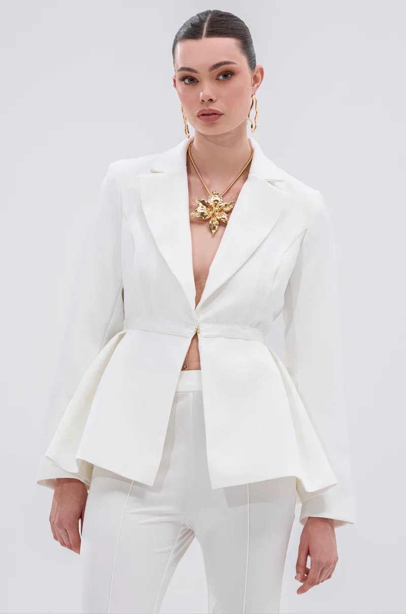 CANARY PEPLUM BLAZER IN WHITE - 2