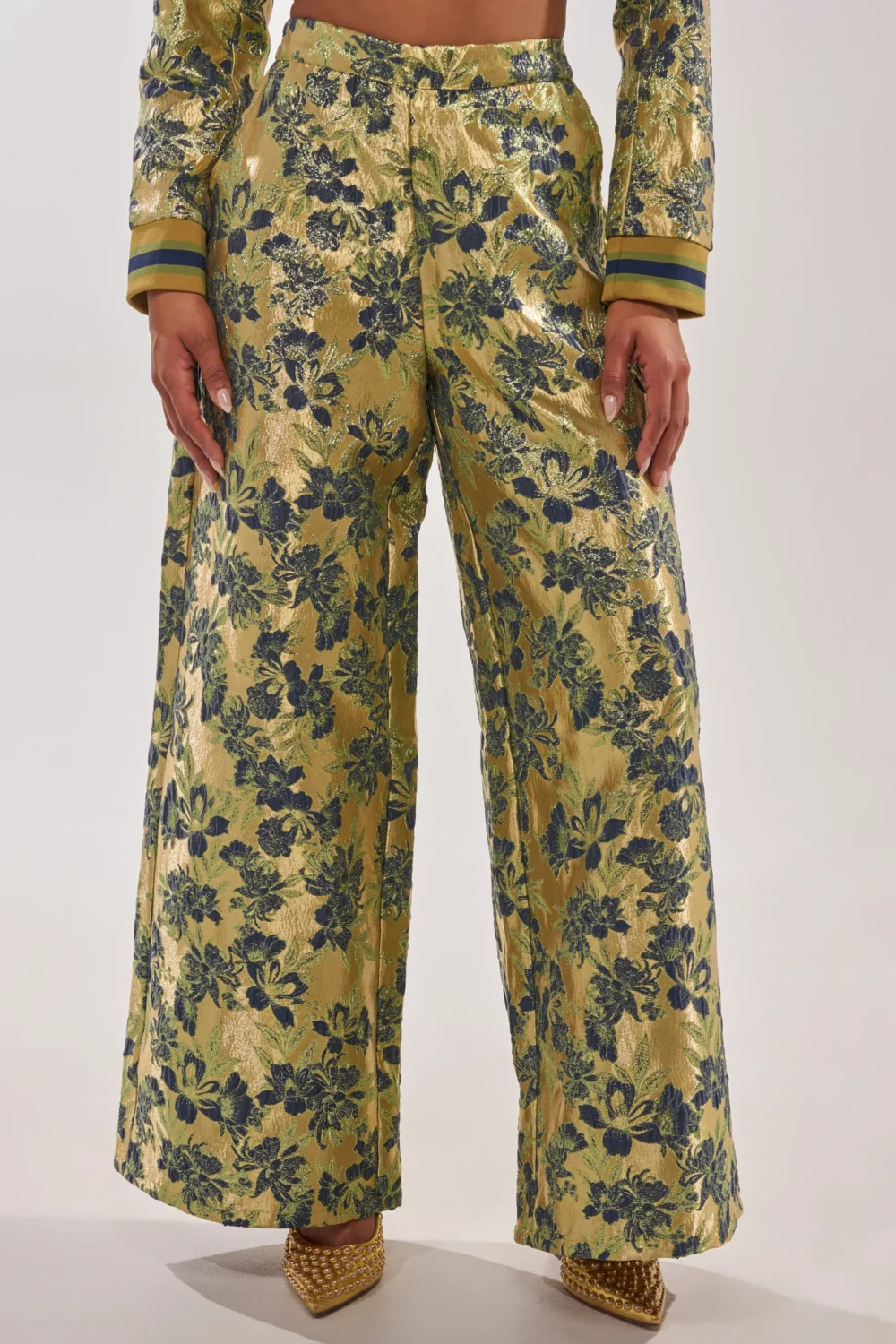 HARLOW BROCADE WIDE LEG PANT - 2