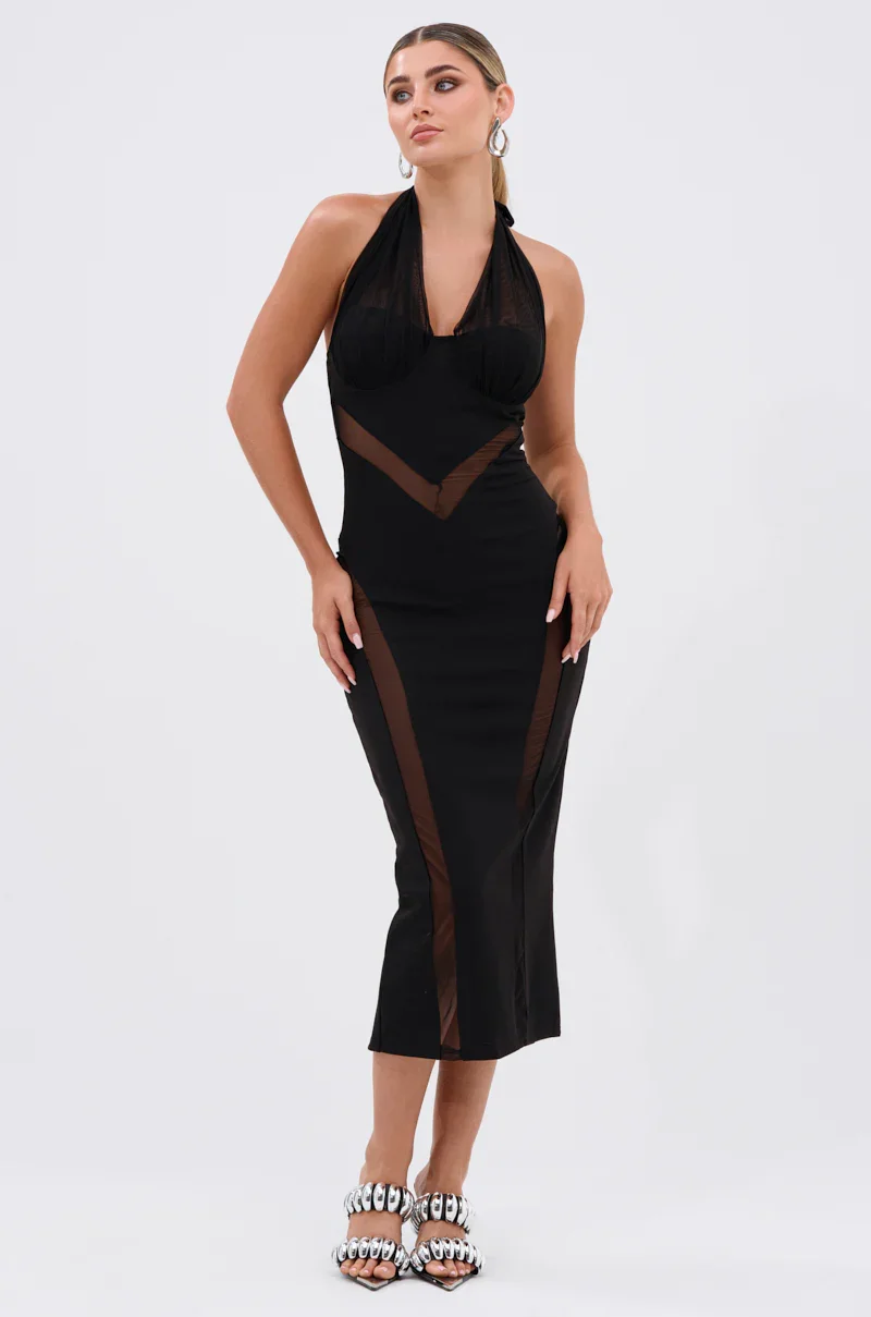 HIGH SOCIETY MIDI DRESS WITH CUTOUTS