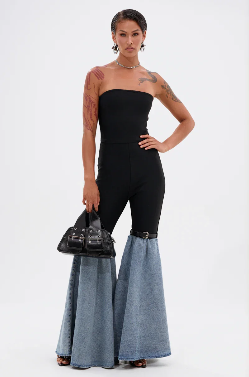 COOL GIRL DENIM BANDAGE JUMPSUIT