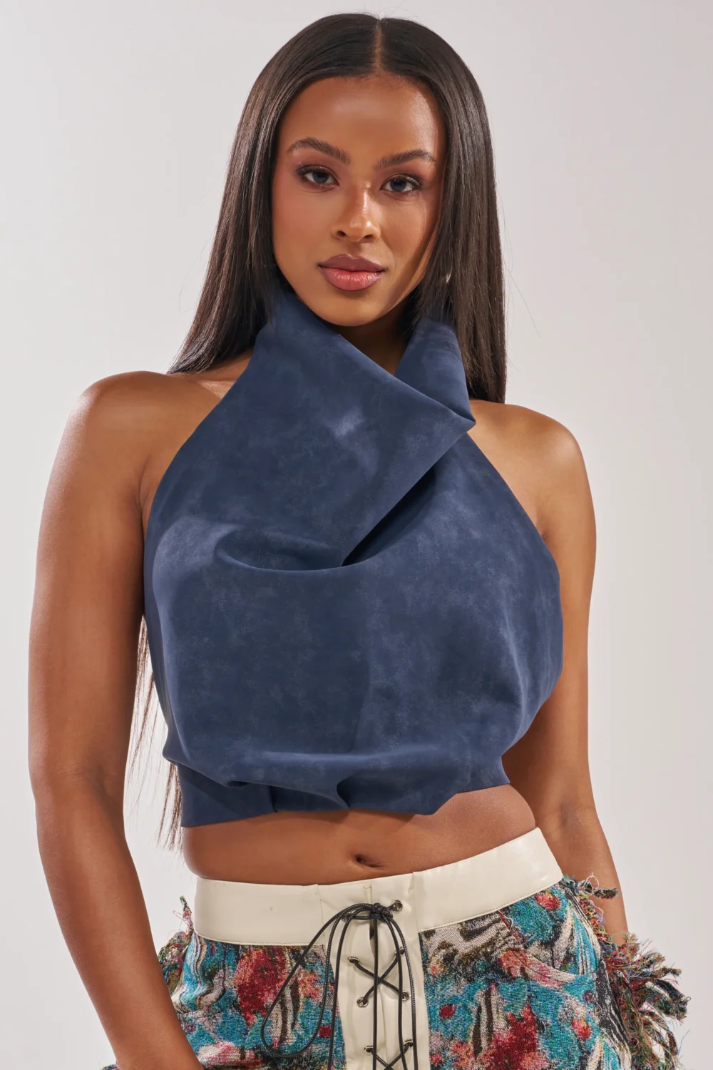 JANE SUEDE HALTER TOP
