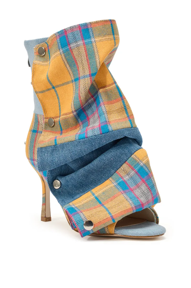 AZALEA WANG BIRDSONG YELLOW PLAID SNAP BOOTIE - 4