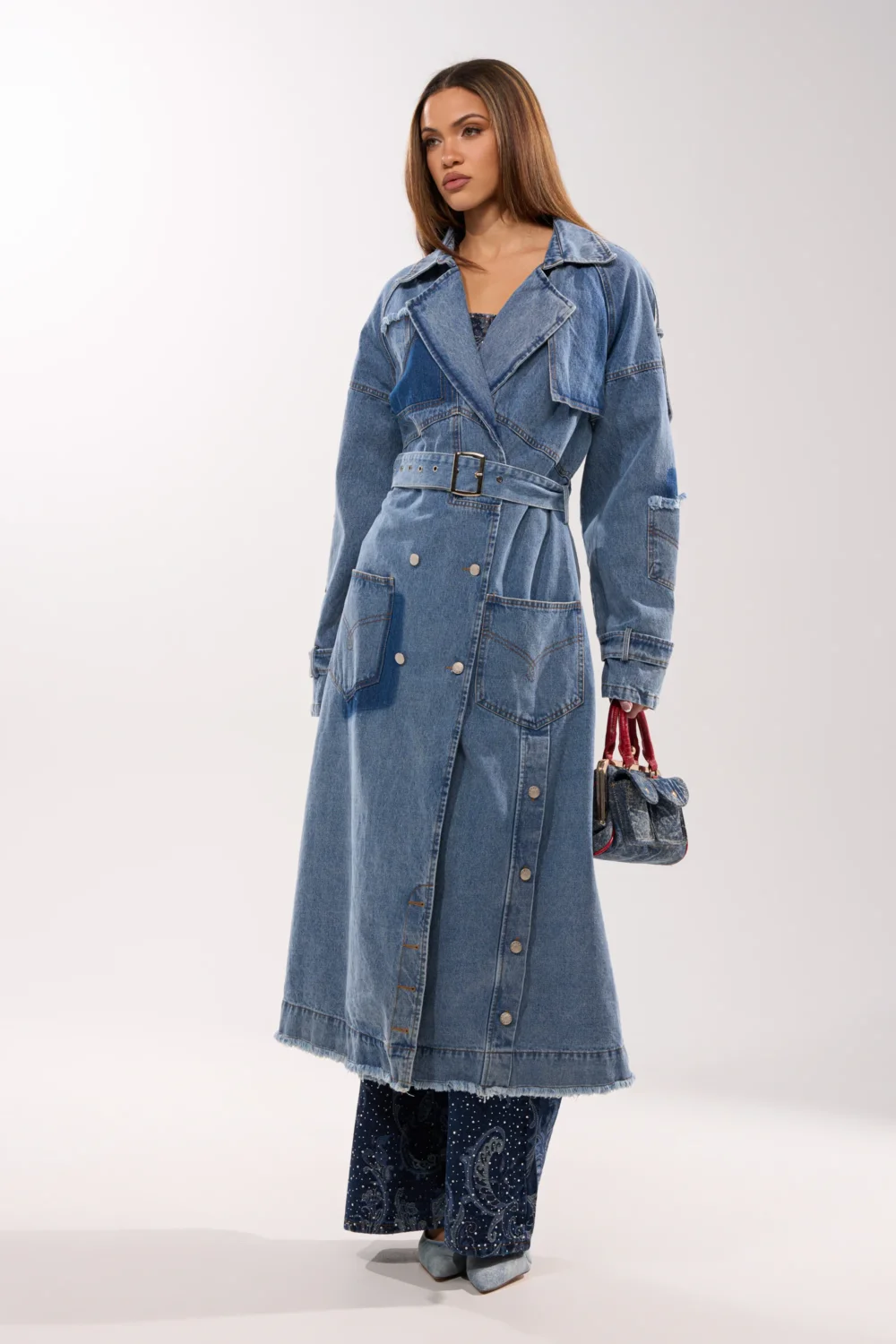 RILEY PATCHWORK DENIM TRENCH