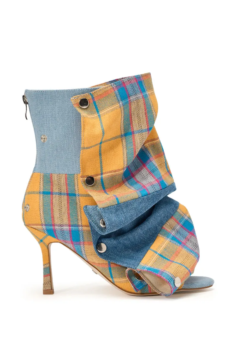 AZALEA WANG BIRDSONG YELLOW PLAID SNAP BOOTIE - 3