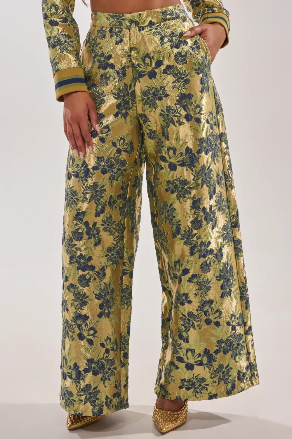 HARLOW BROCADE WIDE LEG PANT - 3