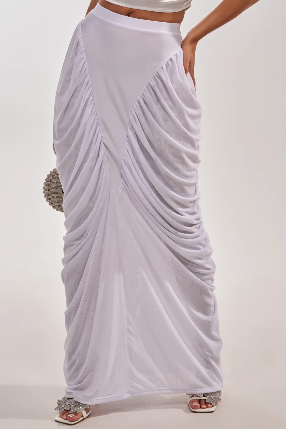DREAMY RUCHED SKIRT IN WHITE - 2
