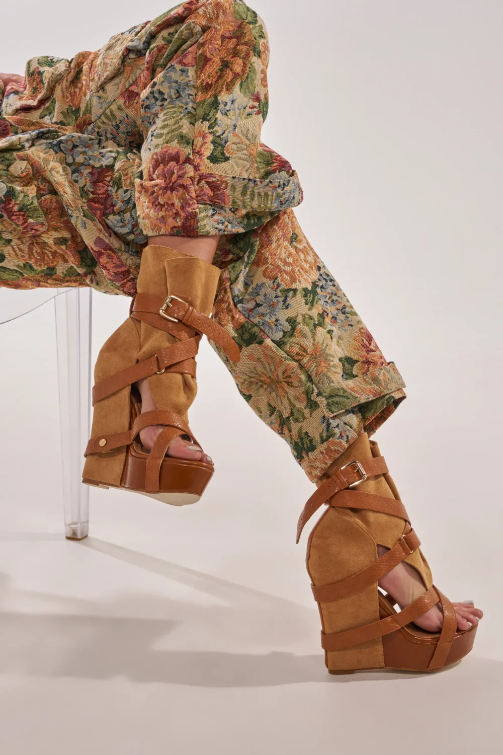 AZALEA WANG ROTHKO WEDGE SANDAL IN CAMEL