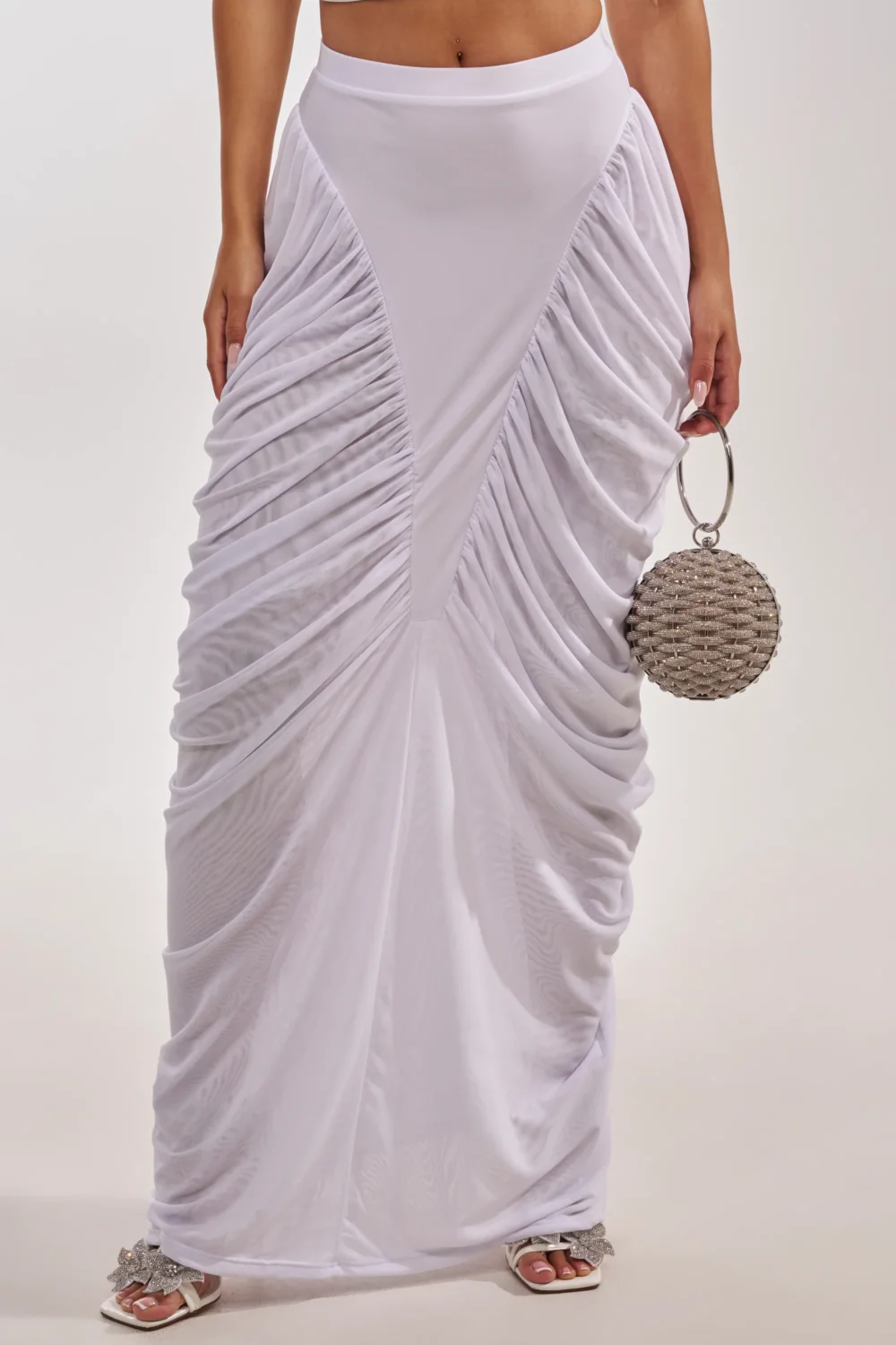 DREAMY RUCHED SKIRT IN WHITE - 4