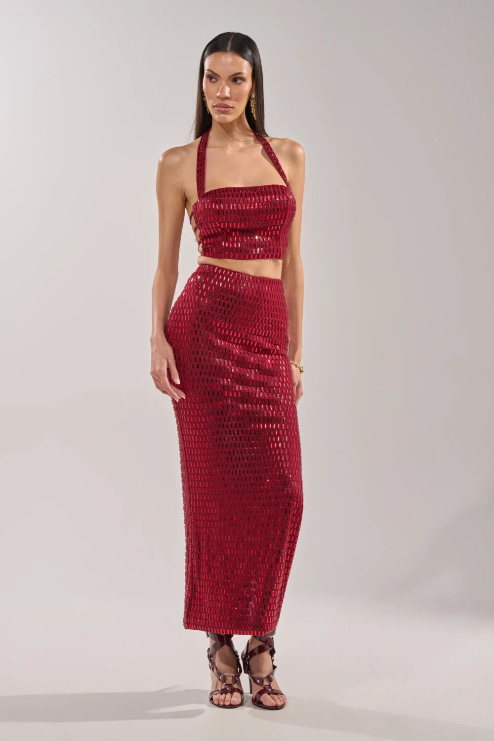 FALLING IN LOVE RHINESTONE MAXI SKIRT