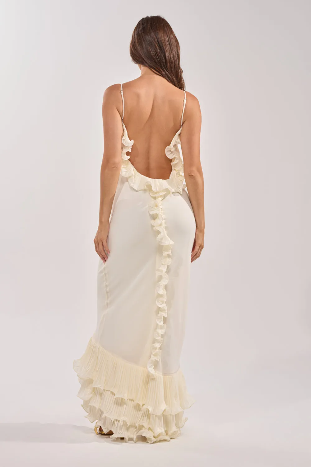 LOVE ME OR LOSE ME RUFFLE MAXI DRESS IN IVORY - 4