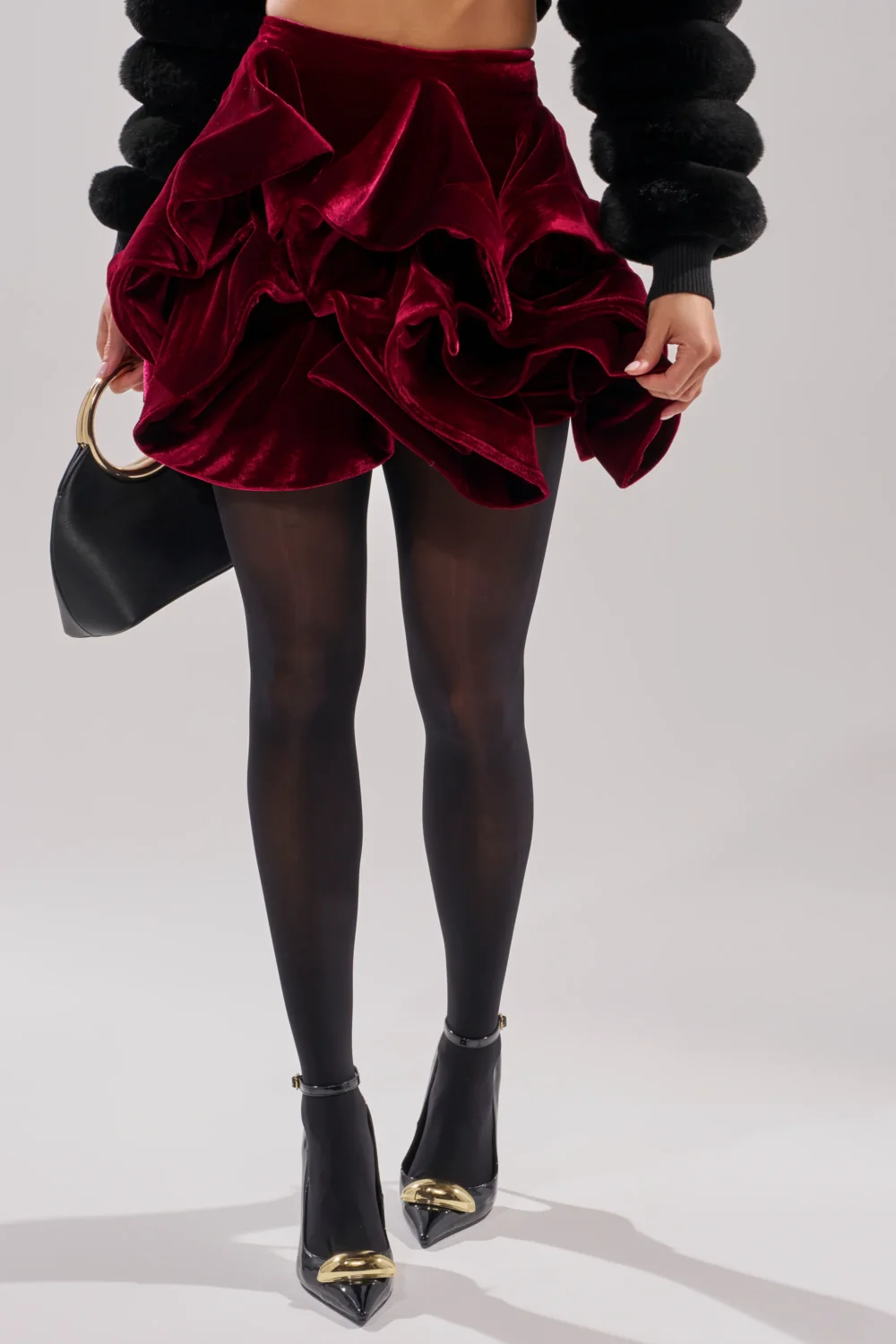 QUEEN VELVET RUFFLE SKIRT - 2