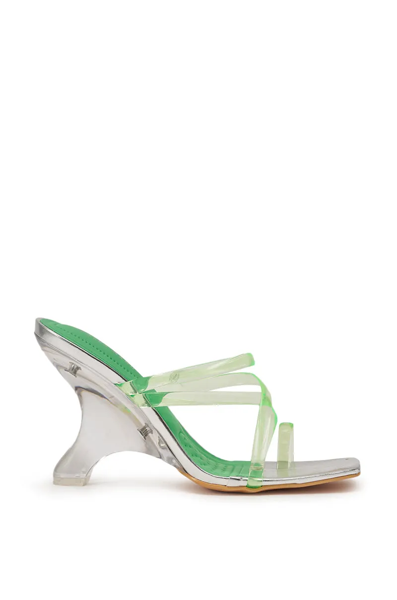 AZALEA WANG LEMUEL GREEN AND SILVER WEDGE SANDAL - 4