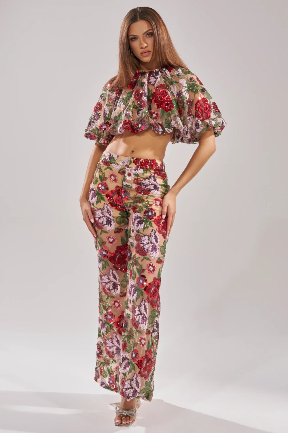 ENCHANTED GARDEN FLORAL EMBROIDERED TULLE PANT