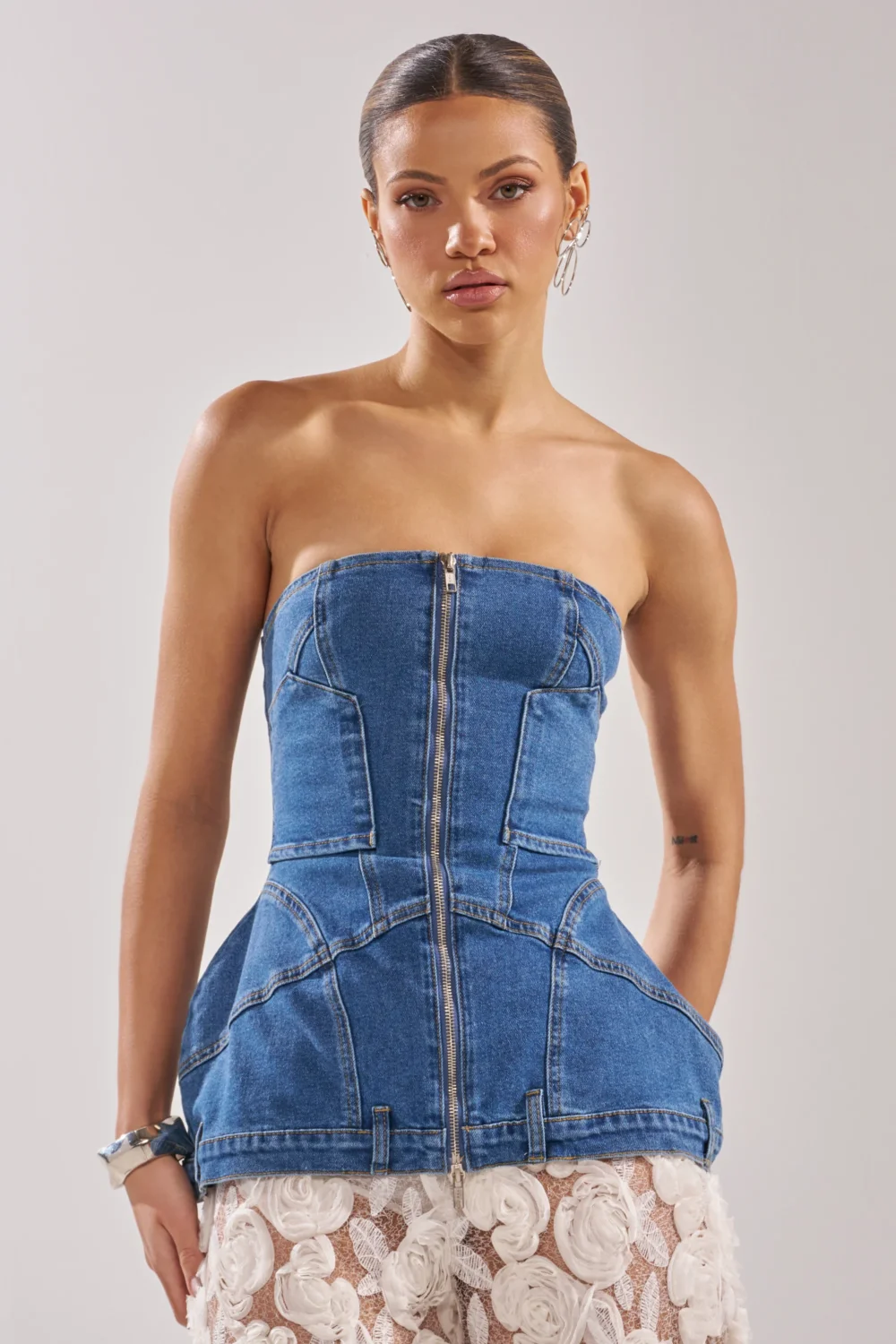 UPSIDE DOWN DENIM CORSET