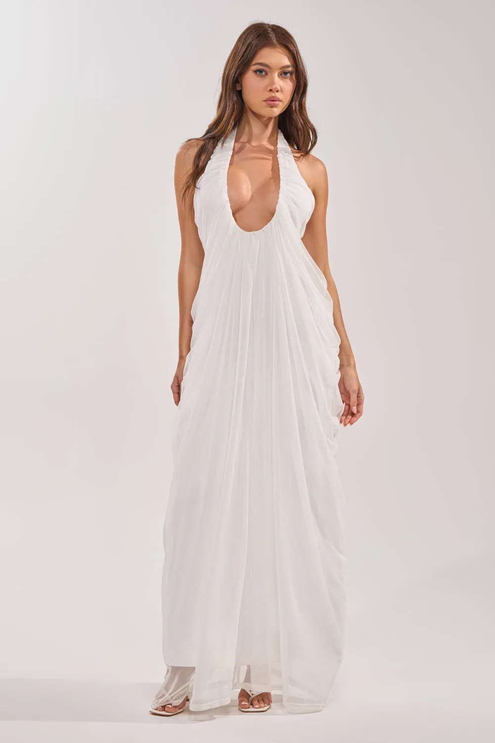 RAMONA PLEATED MAXI DRESS IN WHITE - 2